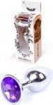 Анальна пробка з каменем Plug-Jewellery Silver PLUG-Purple розмір S (64-00009)