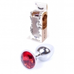 Анальна пробка з каменем Plug-Jewellery Silver PLUG- Red розмір S (64-00016)