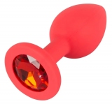 Анальная пробка силиікон з камнем Red Silicone Red S, 7,5х2,8 см (517127)