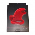 Пояс верности с тремя кольцами Runye Chastity cage красный (510022)