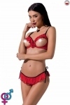 Комплект білизни CHERRY SET OpenBra red S/M - Passion Exclusive: відкритий ліф, трусики-спідничка (PS25508)