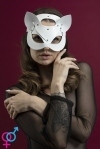 Маска кошечки Feral Feelings - Catwoman Mask, натуральная кожа, белая (SO3408)