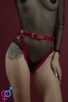 Гартеры Feral Feelings - Belt Briefs, трусики, натуральная кожа, цвет красный (SO3446)