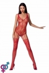 Ажурный бодистокинг с имитацией чулок Passion BS074 red (SO4148)
