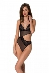 Боди с ажурным лифом Christa Body black L/XL — Passion (SO5753)