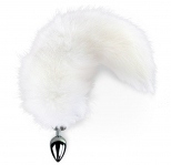 Металева анальна пробка з хвостом з натурального хутра Art of Sex size M White fox (SO6184)
