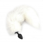 Силіконова анальна пробка з хвостом з натурального хутра Art of Sex size M White fox (SO6187)