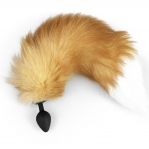 Силіконова анальна пробка з хвостом з натурального хутра Art of Sex size M Foxy fox (SO6188)