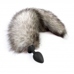 Силіконова анальна пробка з хвостом з натурального хутра Art of Sex size M Artctic fox (SO6189)