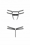Трусики-стринги из стреп с кружевом LORRY THONG black XXL/XXXL - Passion Exclusive (SO6417)