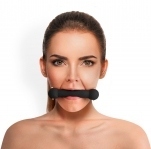 Кляп Палиця, силікон та натуральна шкіра, Art of Sex - Gag Stick Silicon, Чорний (SO6705)