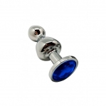 Металева анальна пробка Wooomy Lollypop Double Ball Metal Plug Blue S, 8х2,8 см (SO7415)