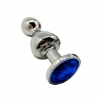 Анальна пробка Wooomy Lollypop Double Ball Metal Plug Blue L (SO7419)