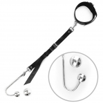 Анальный крюк 4 с ошейником из натуральной кожи Art of Sex - Anal hook, Черный (SO7763)