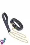 Нашийник з повідцем BONDAGE COUTURE COLLAR AND LEASH BLUE (T280803)