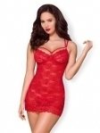 Сорочка Obsessive 860-CHE-3 chemise & thong red S/M (410089)