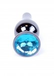 Анальна пробка з нержавіючої сталі з каменем Plug-Jewellery Dark Silver BUTT PLUG-Light Blue (BS6400058)