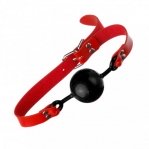 Кляп з екошкіри Loveshop Latex BREATHABLE BALL GAG RED / BLACK (F61420)