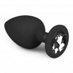 Анальна пробка із кристалом Easytoys, силіконова, чорна, 10 х 4 см (ET63002)
