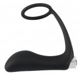 Масажер простати з эрекционным кільцем Black Velvets Vibrating Ring & Plug