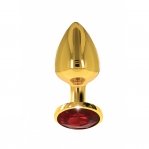 Анальний металевий затор середній з каменем червоного кольору Butt Plug With Diamond Jewel Taboom (T17168)