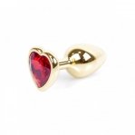 Анальна пробка з каменем Plug-Jewellery Gold Heart PLUG-Red розмір S (64-00037)