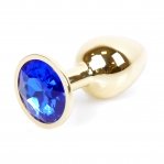 Анальна пробка з каменем Plug-Jewellery Gold PLUG-Dark Blue S (64-00023)