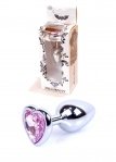 Анальна пробка з каменем Plug-Jewellery Silver Heart PLUG-Rose (BS6400045)