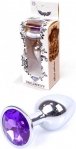 Анальна пробка з каменем Plug-Jewellery Silver PLUG-Purple розмір S (64-00009)