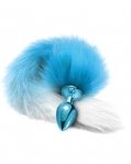 Анальная пробка с хвостом Global Novelties NIXIE METAL BUTT PLUG WITH OMBRE TAIL, BLUE METALLIC (T880192)