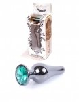 Анальна пробка із зеленим каменем Jewellery (BS64060)