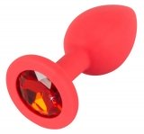 Анальна пробка силиікон з каменем Red Silicone Red S, 7,5х2,8 см (517127)