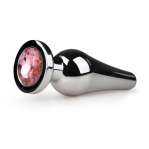 Анальна пробка Easytoys з каменем Metal Butt Plug No. 11 - Silver/Pink (ET119PNK)