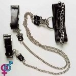 Набор ошейник+наручники Silver With Chain (F61267)