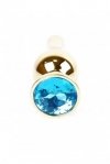 Анальная пробка из нержавеющей стали с голубым камнем Plug-Jewellery Gold BUTT PLUG- Light Blue (BS6400067)