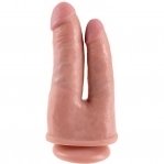 Фаллоимитатор двойной King Cock реалистичный, на присоске, бежевый (PD44701)