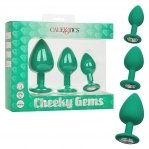 Набір анальних пробок Cheeky Gems 3 розміру, зелені (CE14654-1)