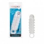Насадка удлиняющая рельефная с кольцом на мошонку California Exotic Novelties прозрачная (CE13664)