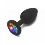 Корок із райдужним каменем силікон чорний Toy Joy Rainbow Booty Jewel Small (TJ10296)