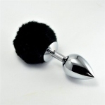 Анальная пробка Large Silver Plug+Pompon Black (6452LVTOY608)