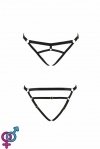Трусики стринги из стреп KELIS THONG black L/XL - Passion Exclusive (PS27504)