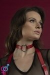 Чокер с кольцом Feral Feelings - O-Ring Collar красный, натуральная кожа (SO3425)