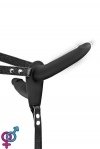 Двойной страпон с вибрацией Fetish Tentation Vibrating Strap-On with Double Dildo Black (SO3748)