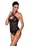 Сетчатый боди с халтером и ритмичным рисунком Hima Body black L/XL - Passion (SO5346)