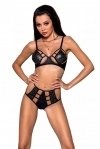 Комплект из эко-кожи Passion Tamaris Set black L/XL: бюстгальтер и трусики с перфорацией (SO5796)