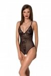 Боди Passion Ursula Body black S/M, с ажурным декором и открытым шагом (SO5830)