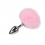 Металева анальна пробка Кролячий хвостик Alive Fluffly Plug S Pink (SO6313)