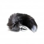 Металева анальна пробка Лисячий хвіст Alive Black And White Fox Tail S (SO6321)