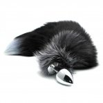 Металлическая анальная пробка Лисий хвост Alive Black And White Fox Tail L (SO6323)