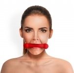 Кляп Палка, силикон и натуральная кожа, Art of Sex - Gag Stick Silicon, Красный (SO6704)